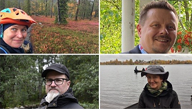 Metsähallituksen luontopalvelujen palkitut kuvassa vasemmalta ylhäältä: Viliina Evokari, Mikko Tiira, Jari Ilmonen ja Pirkko-Liisa Luhta